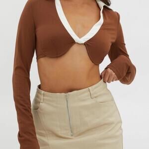 Long sleeve collared bralette / crop top